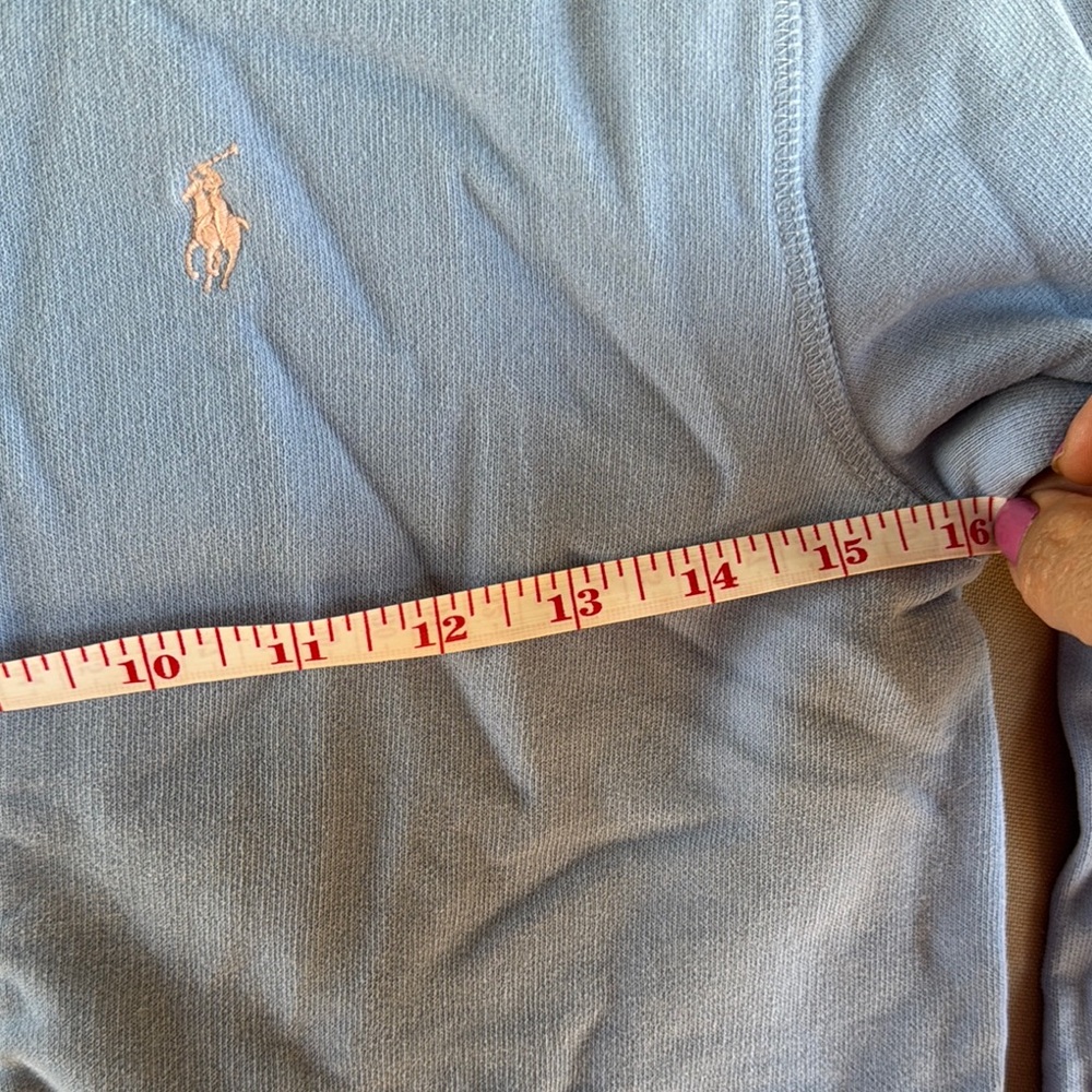 Kids Large POLO (12-14) light Blue comfy sweatshirt Hoodie pink horse - Picture 7 of 8